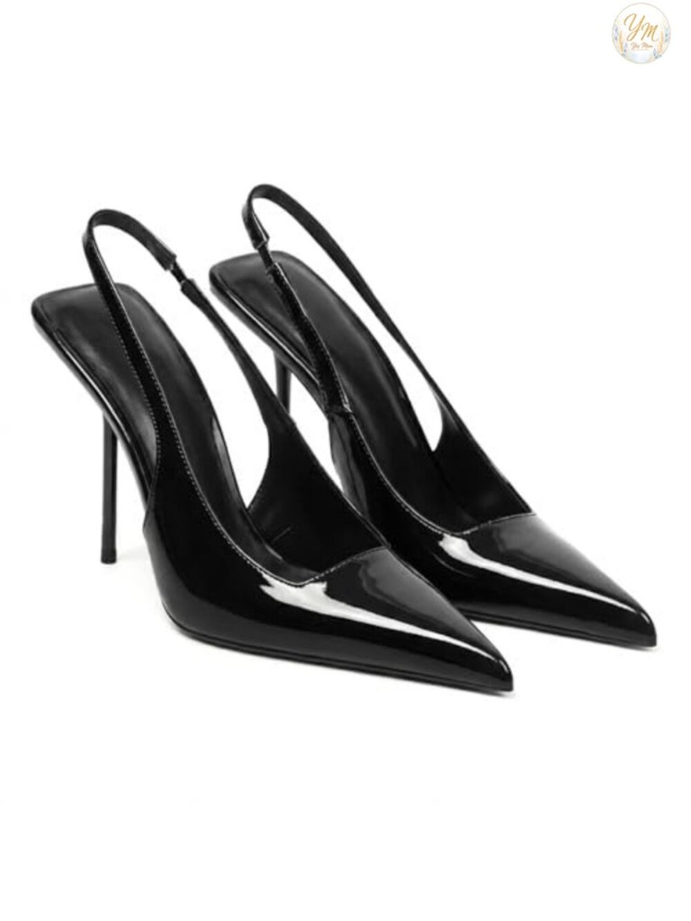 Women's Slingback Heels Pointed Toe Patent Leather Stiletto Pumps